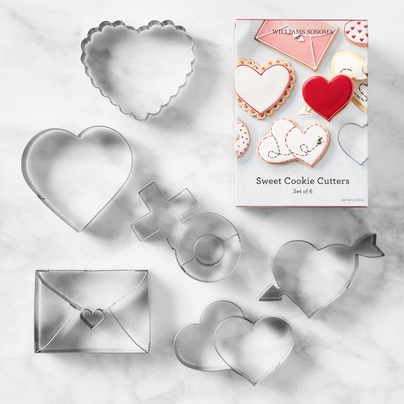 Williams Sonoma Valentine's Day Stainless Steel Impression Cookie Cutters, Set of 6 | Williams-Sonoma