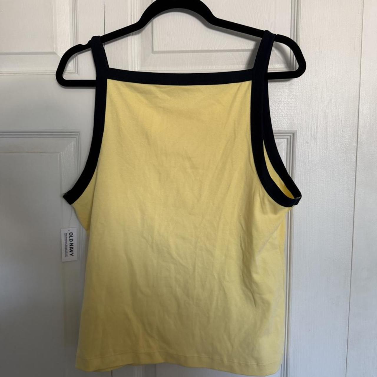 Yellow tank top with black trim, size XL #summer... | Depop | Depop US