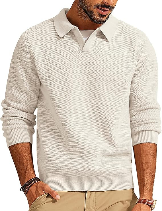 PJ PAUL JONES Mens Sweater V Neck Pullover Sweater Long Sleeve Cable Knit Textured Sweater | Amazon (US)