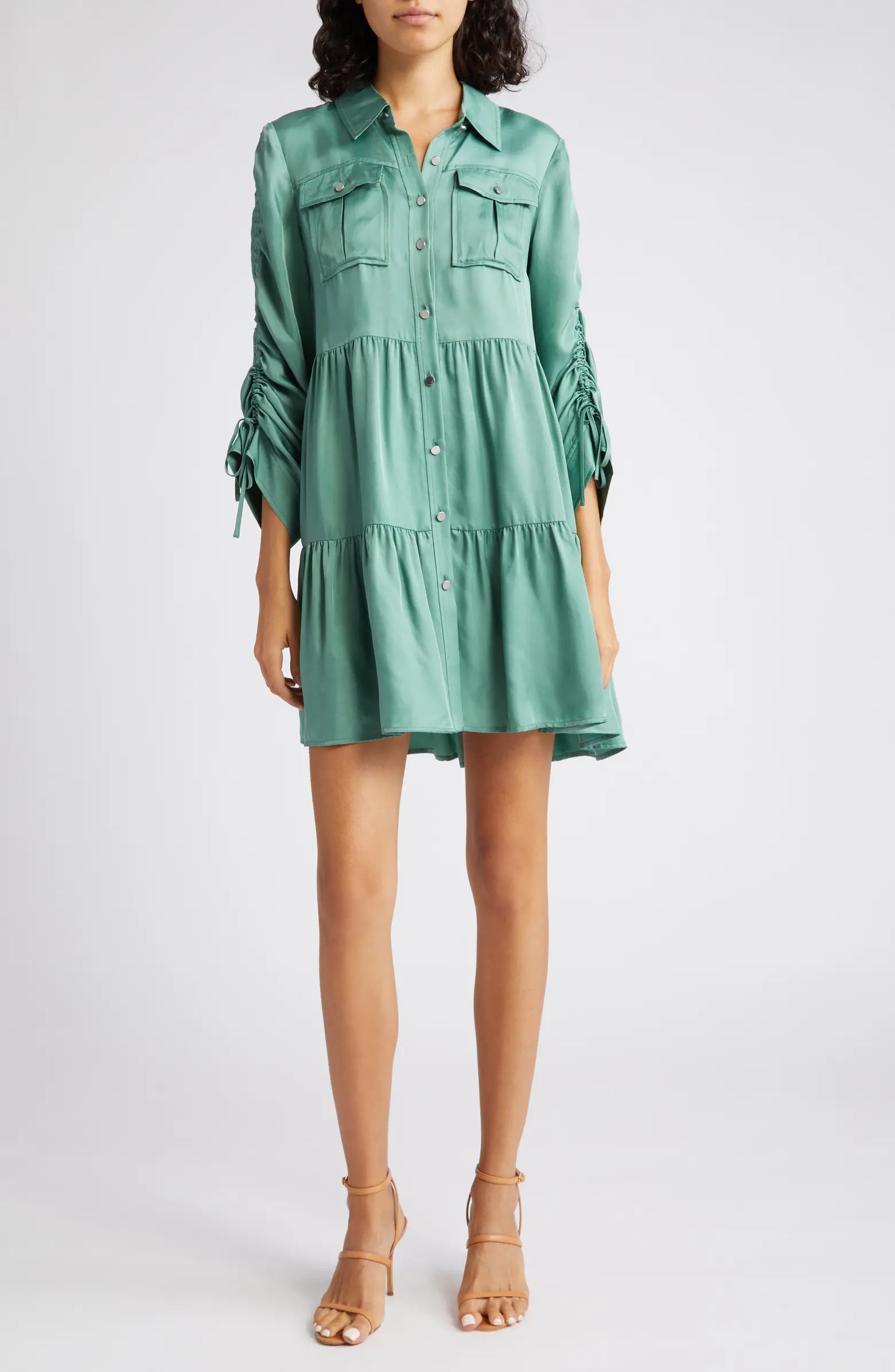 Cinq à Sept Tillie Tiered Long Sleeve Shirtdress | Nordstrom | Nordstrom