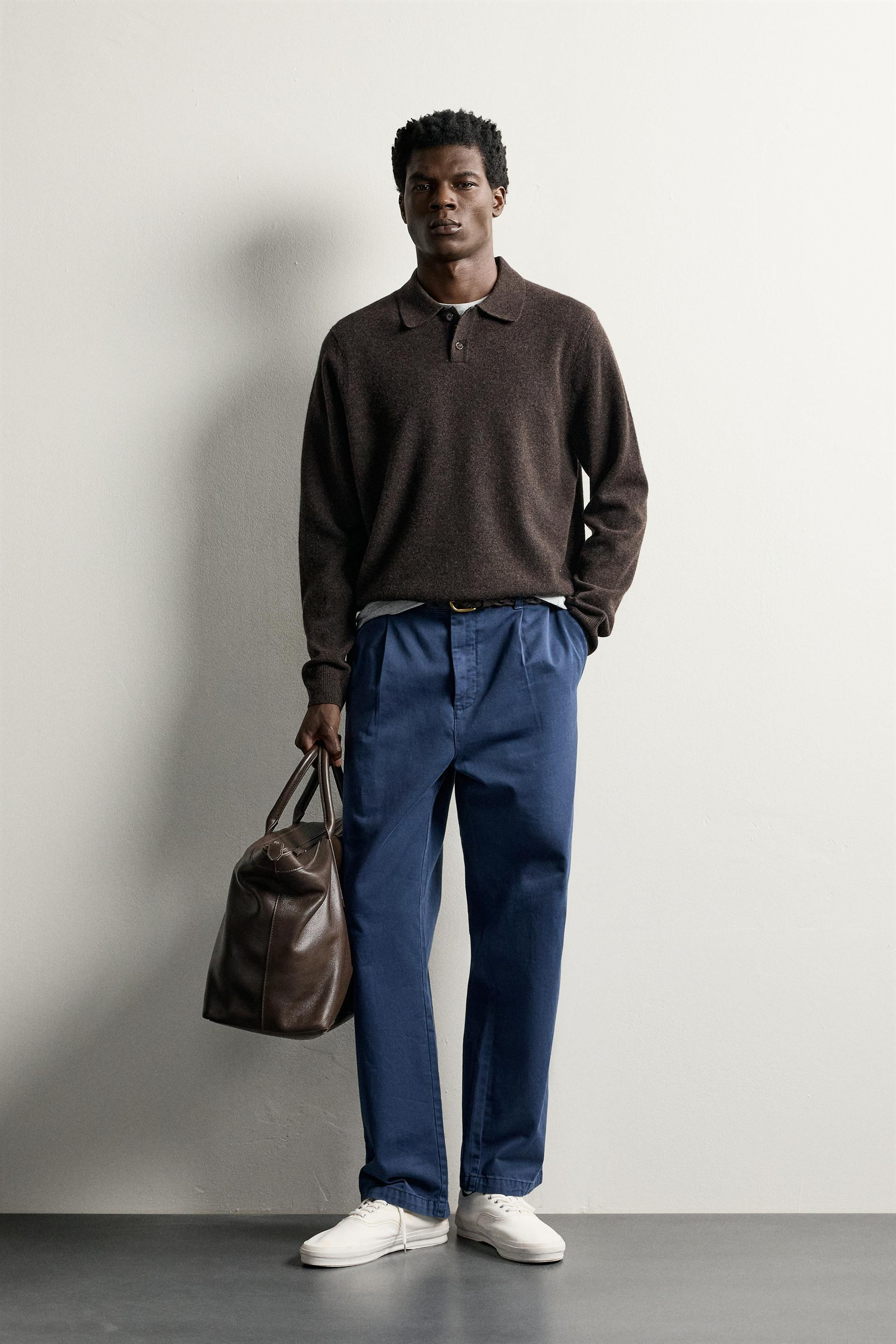 Zara - Relaxed Fit Wool Knit Polo Shirt - Ecru - L - Man | Zara US