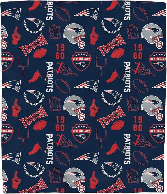 Pegasus Home Fashions New England Patriots 50'' x 60'' Collage Icons Polar Fleece Blanket | Amazon (US)