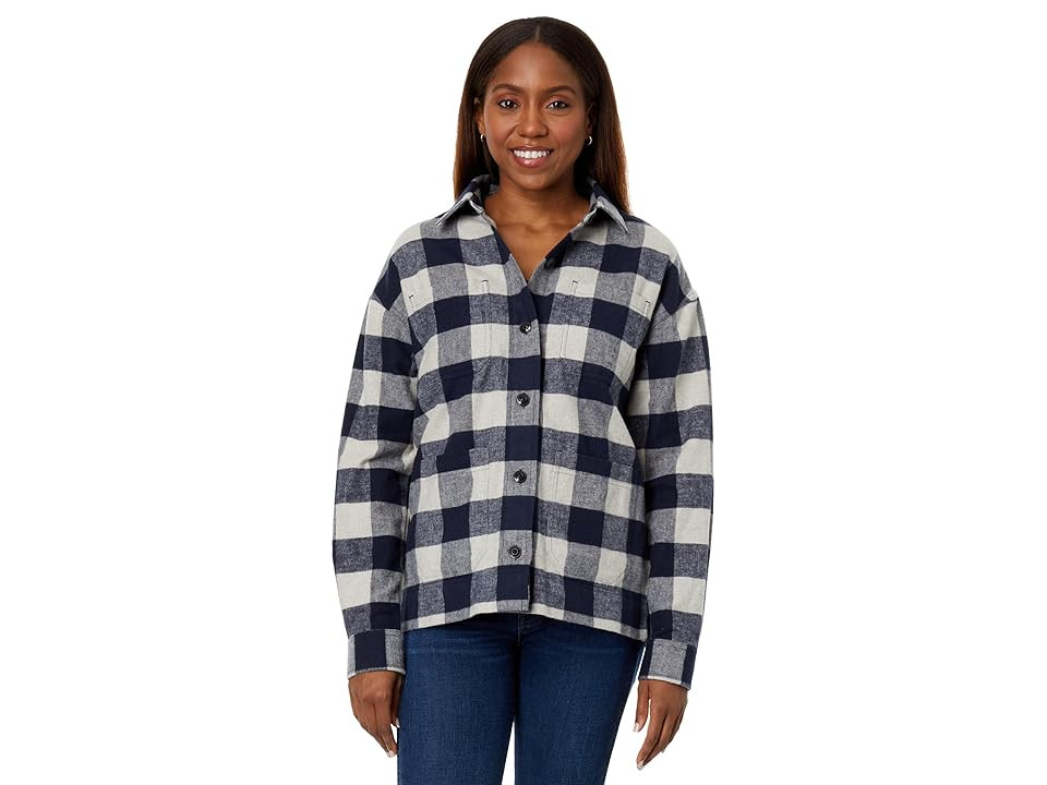 L.L.Bean Signature Chamois Shirt Jacket Pattern Women's Clothing Dark Indigo Heather Plaid : LG, Chamois/Cotton | Zappos
