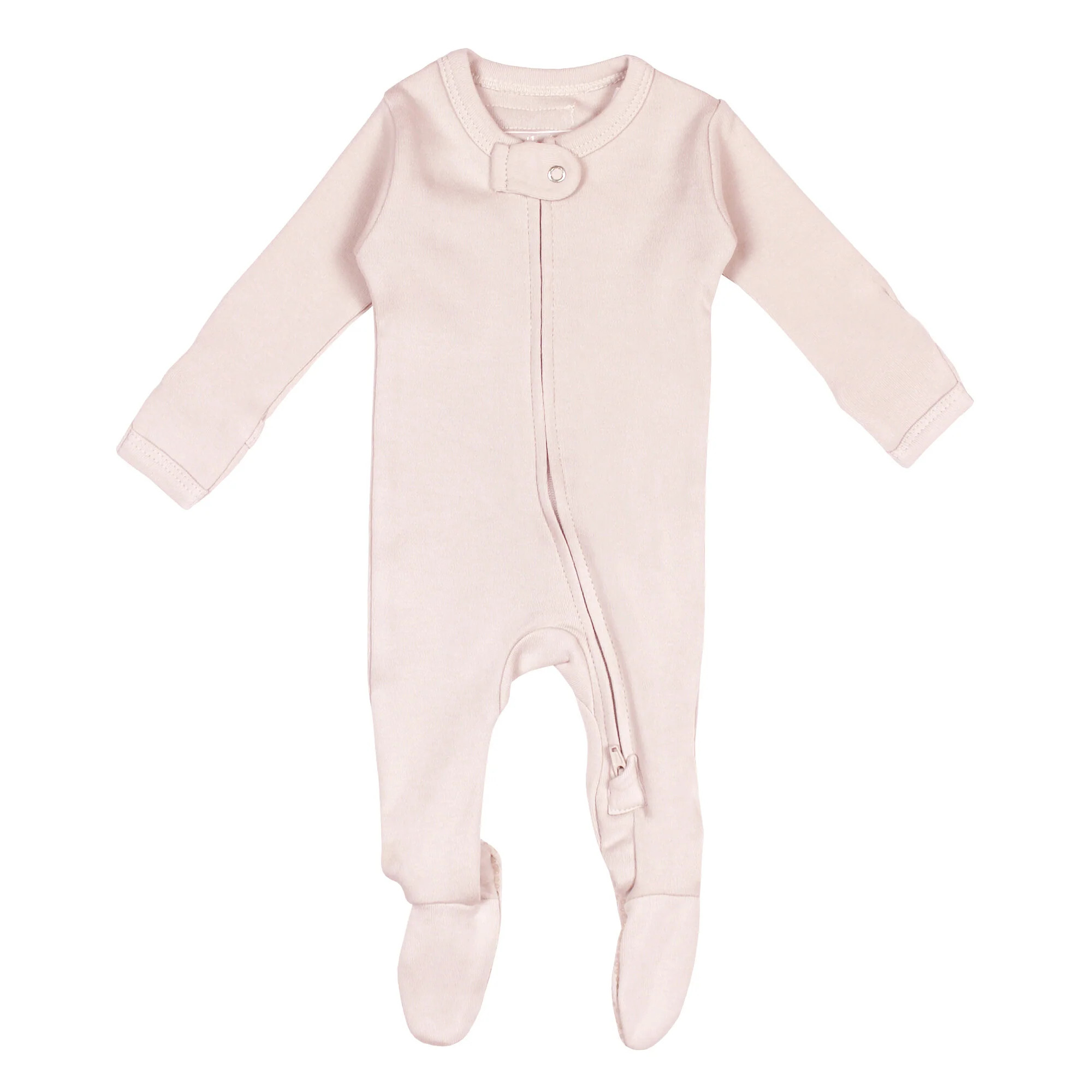 Organic 2-Way Zipper Footie in Blush | L'ovedbaby