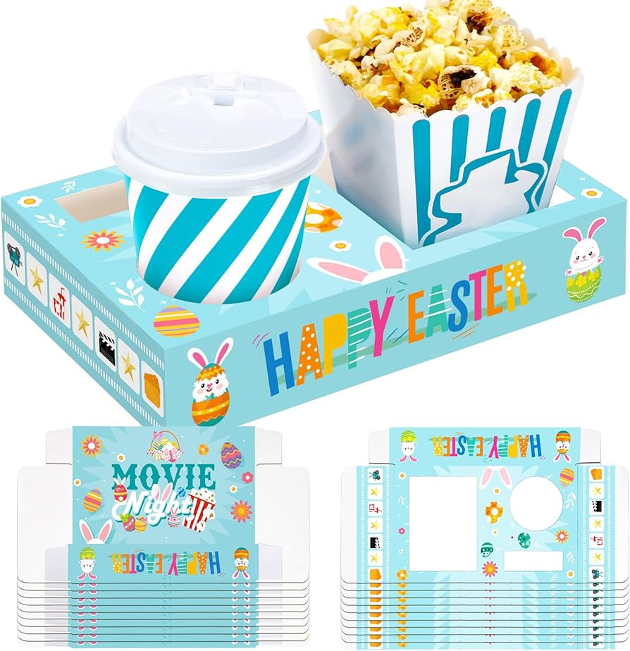 20 Pcs Easter Movie Night Supplies Movie Night Paper Snack Trays Popcorn Candy Holder Snack Boxes... | Amazon (US)