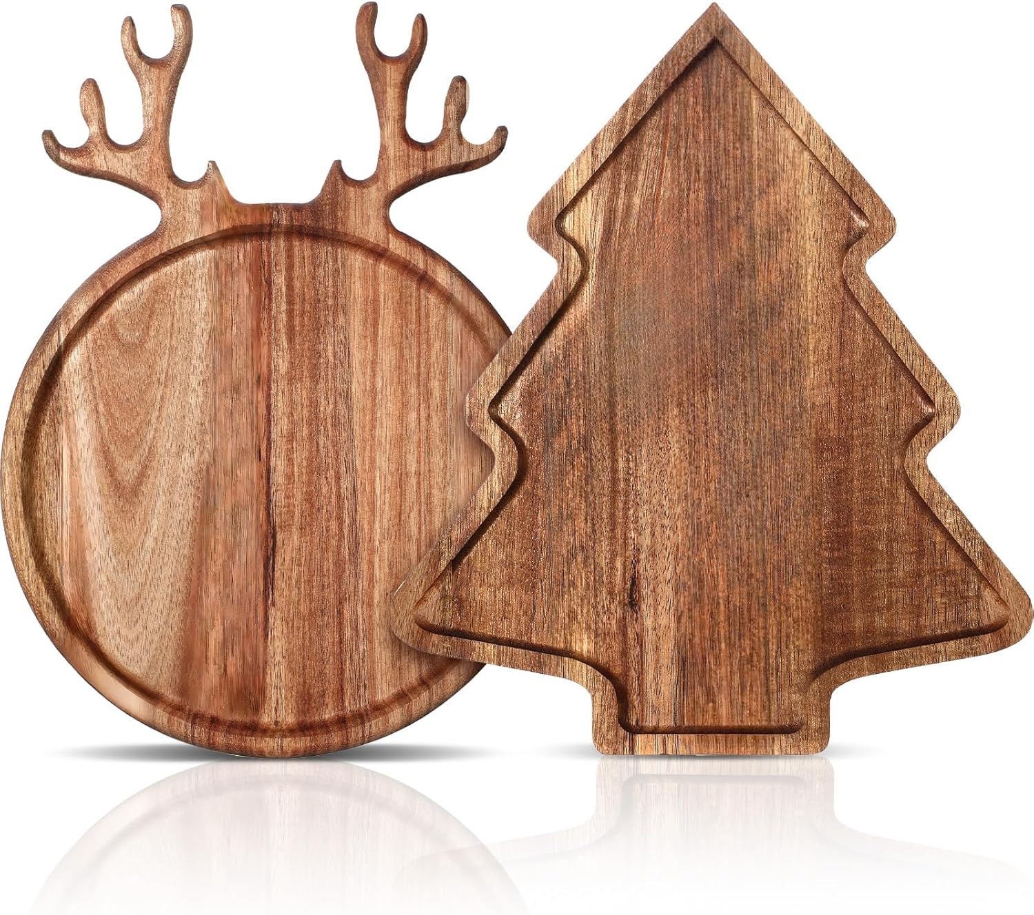 Umigy 2 Pcs Christmas Cutting Boards Wood Christmas Tree Charcuterie Board with Antler Handle Cut... | Amazon (US)