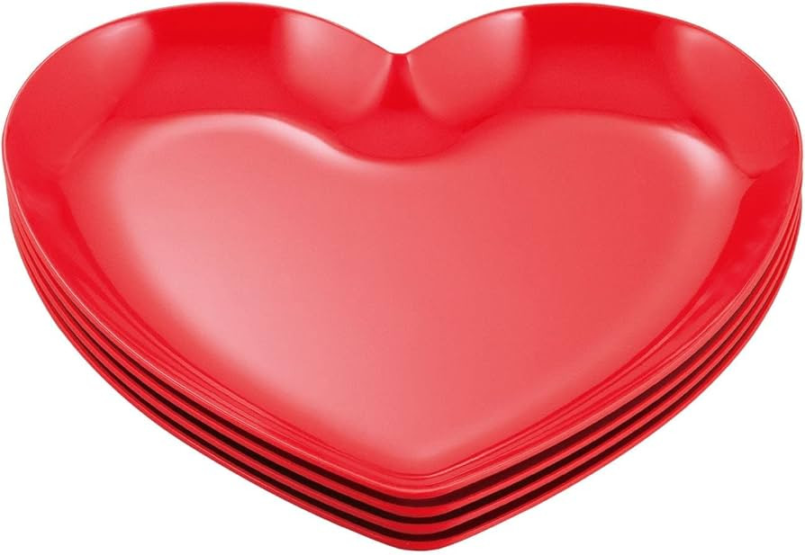 UPware 4-Piece 8.5 Inch Melamine Small Serving Plate Dinner Salad Plates Heart shaped Plates (8.5... | Amazon (US)