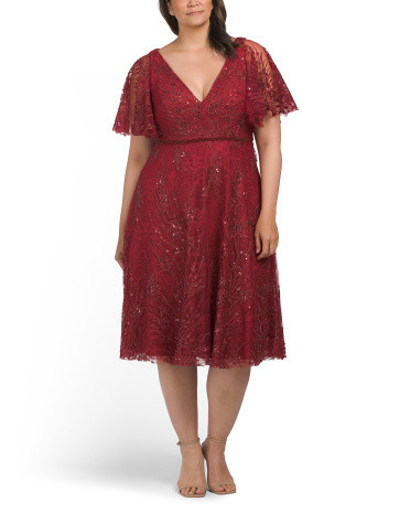 Plus Embellished Butterfly Sleeve Dress | TJ Maxx