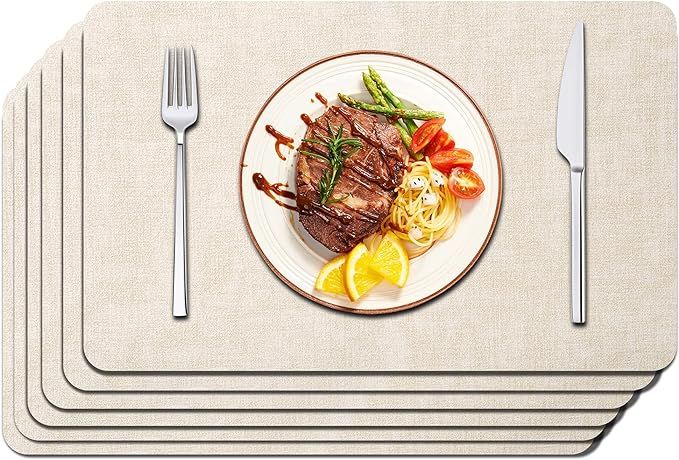 Maxpearl Faux Leather Placemats Set of 6 - Waterproof - Wipe Clean - Heat Resistant - Anti Slip D... | Amazon (US)