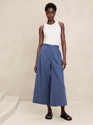 Linen-Blend Wide-Leg Crop Pant | Banana Republic Factory