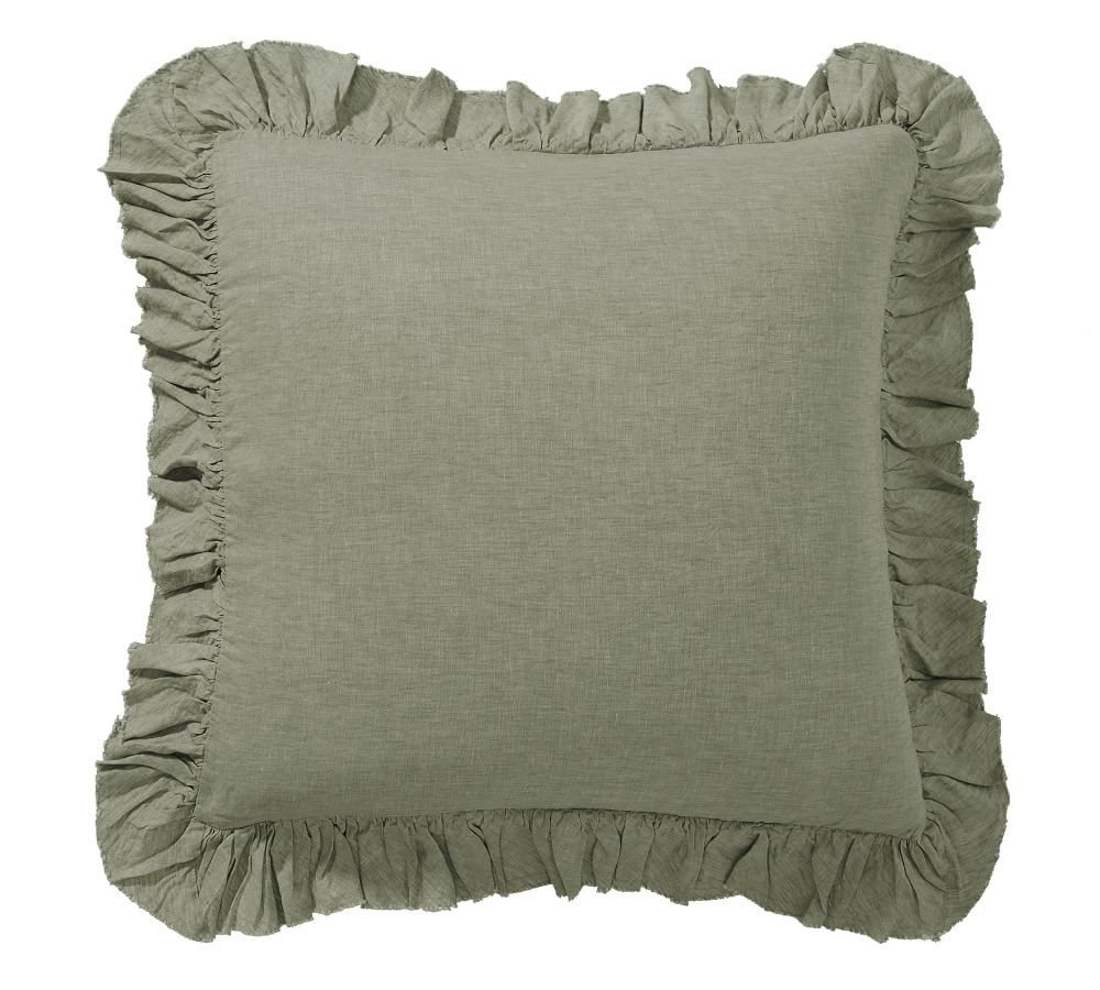 Belgian Flax Linen Fringe Ruffle Ero Pillow | Pottery Barn (US)