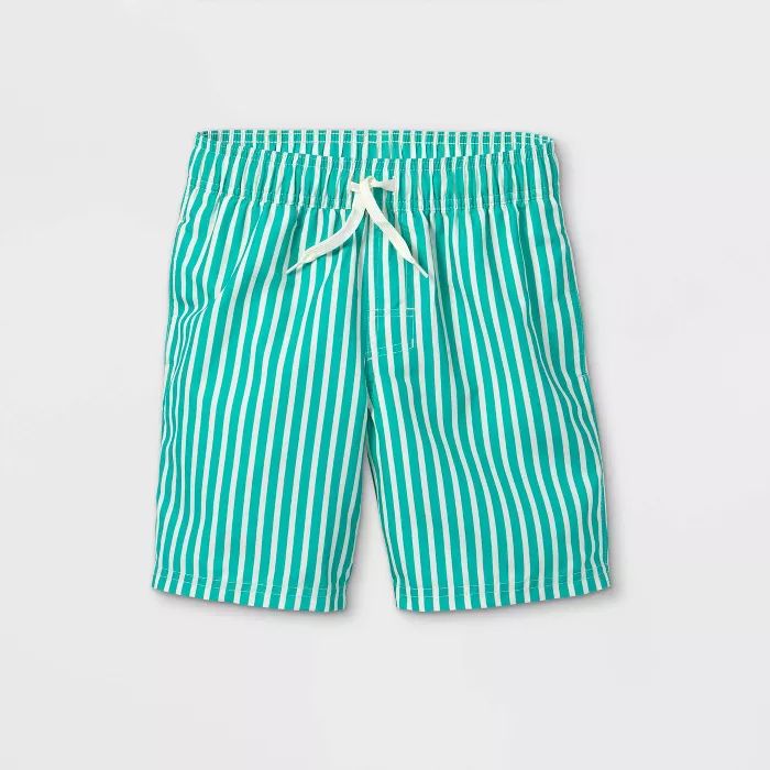 Boys' Vertical Striped Swim Shorts - Cat & Jack™ Green | Target