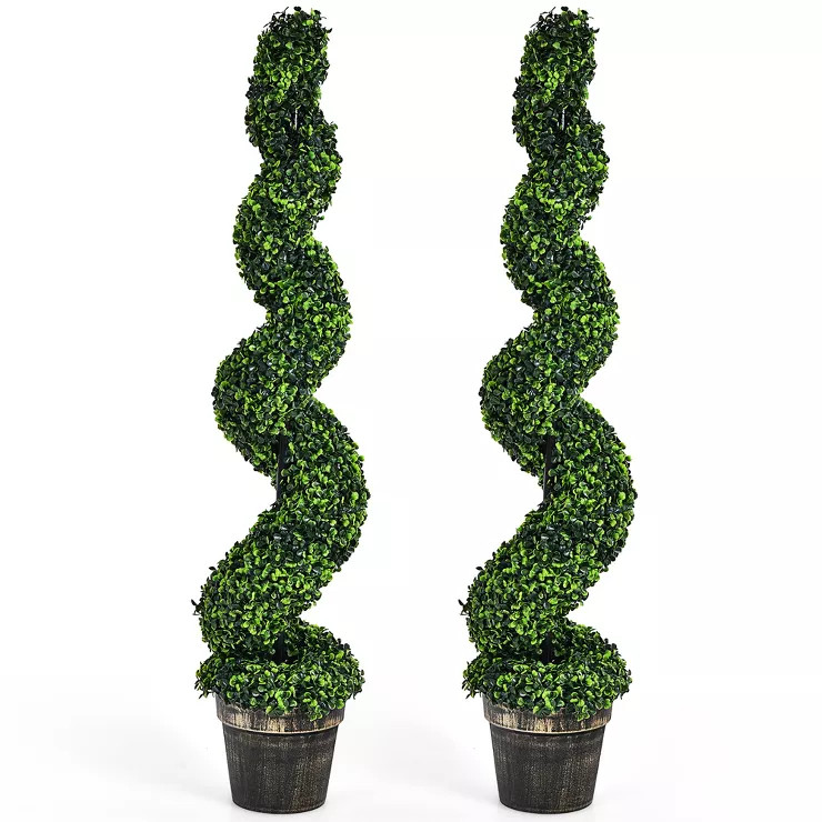 Costway 2 Pack 4FT Artificial Spiral Boxwood Topiary Tree Indoor Outdoor Decor | Target