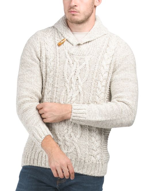 Made In Italy Wool Blend Button Shawl Sweater | TJ Maxx