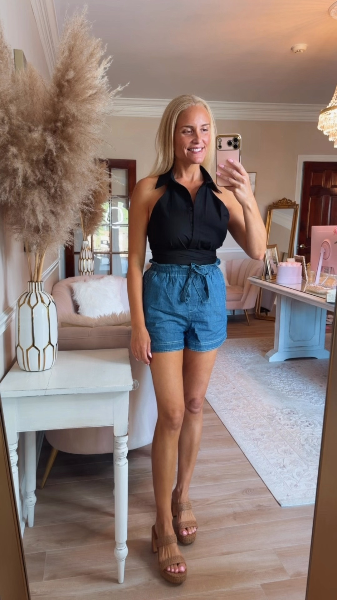 This cotton top is so classic & chic! Ties in a bow in the back. I need it in white too! Wearing a medium and the top and shorts.

#LTKdayinmylife #LTKgrwm #LTKootd