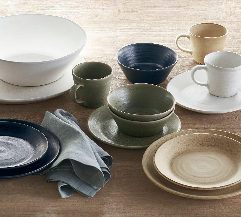 Larkin Reactive Glaze Stoneware 16-Piece Dinnerware Set | Pottery Barn (US)
