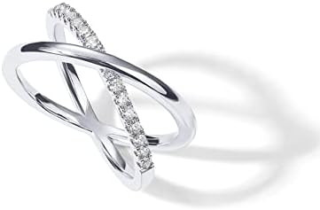 PAVOI 14K Gold Plated X Ring | Simulated Pavé Diamond CZ Criss Cross Ring for Women | Amazon (US)