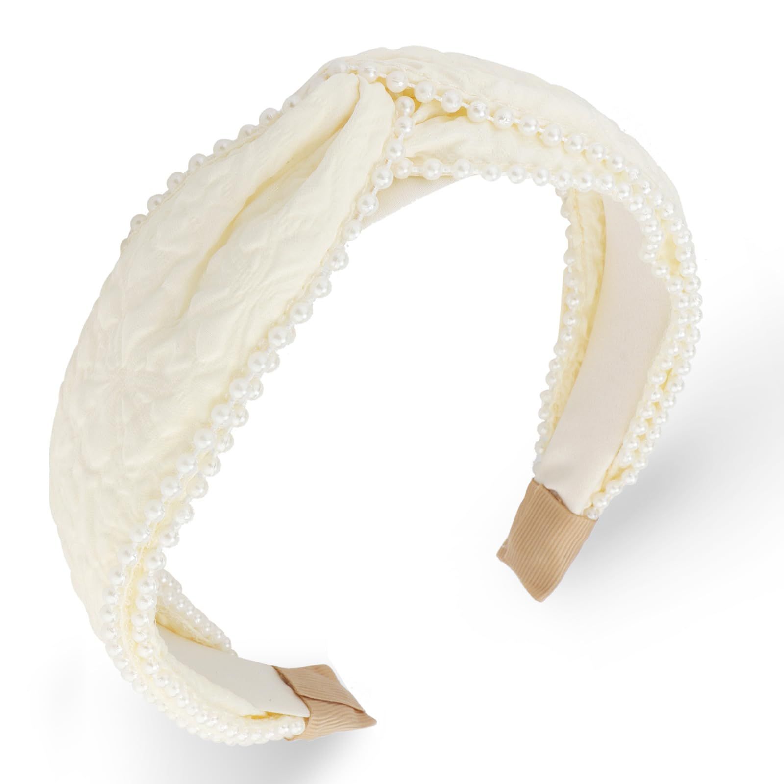 AHONEY White Headband for Women Girls Wide Knotted Headband Elegant Dressy Hair Bands for Women's... | Amazon (US)