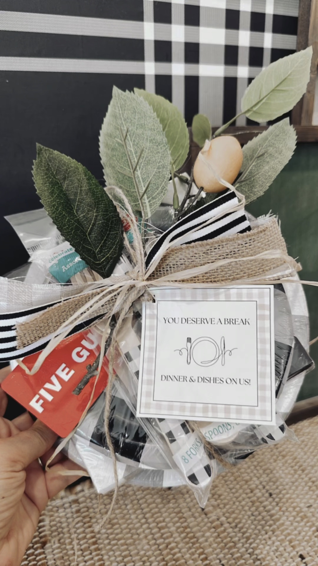 You Deserve A Break! Dinner & Dishes On Us🍽️This just because gift idea is easily put together & is sure to be a hit! This gift tag pairs perfectly with a gift card for a restaurant or a homemade meal. Happy Gifting 🖤#LTKGiftGuide

#LTKVideo