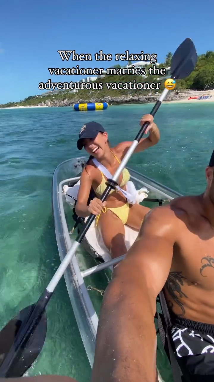 Different Vacation Vibes😂

#honeymoon #turksandcaicos #kayaking #vacation #relaxation #adventure #marriage #couples #clearbottomkayak #bathingsuits 

#LTKSeasonal #LTKTravel #LTKVideo
