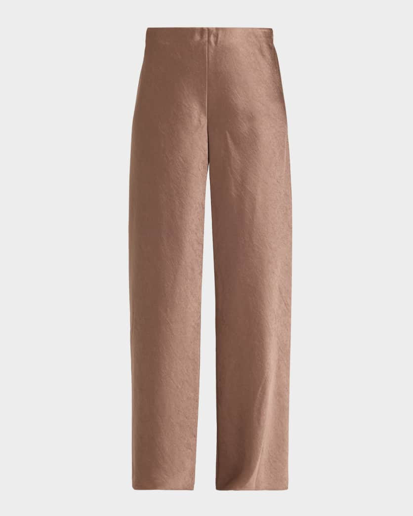 Fluid Bias-Cut Crushed Satin Pants | Neiman Marcus