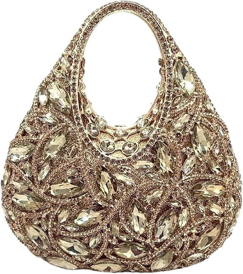 Women Luxury Top Handle Crystal Purse Small Rhinestone Evening Bag Diamond Clutch Handbag for Par... | Amazon (US)