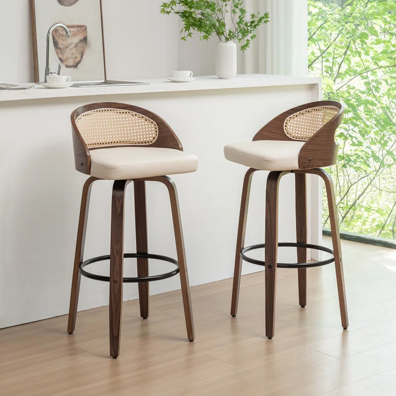 Leeana Swivel Faux Leather Counter & Bar Stools (Set of 2) | Wayfair North America