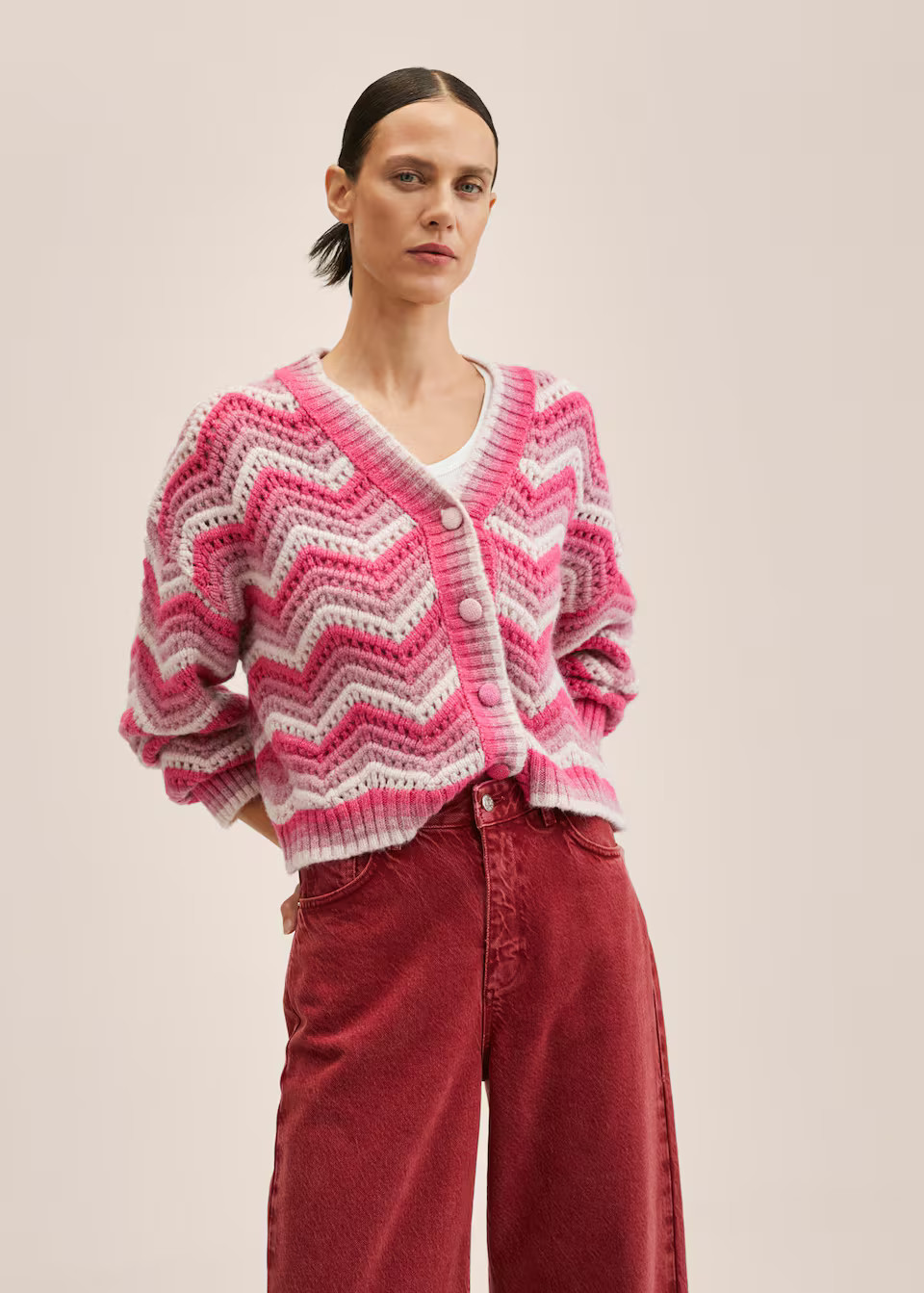 Multi-color knit cardigan | MANGO (US)