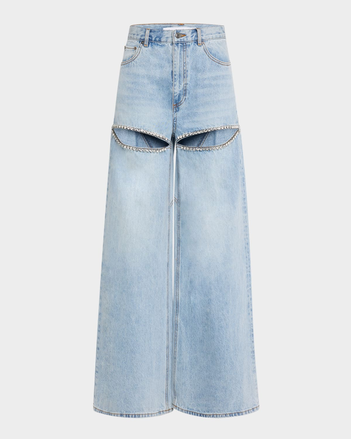 Crystal Slit Wide-Leg Jeans | Neiman Marcus
