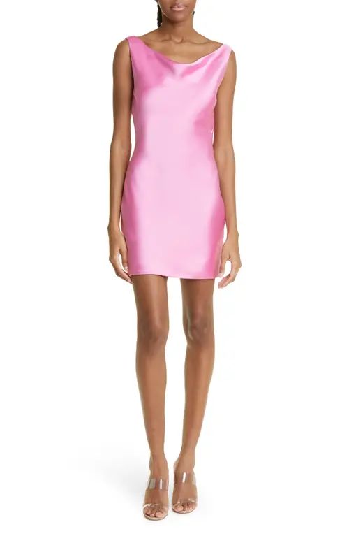 Norma Kamali Maria Satin Minidress in Candy Pink at Nordstrom, Size X-Small | Nordstrom