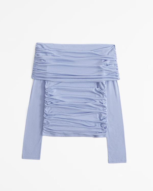 Long-Sleeve Off-The-Shoulder Mesh Top | Abercrombie & Fitch (US)