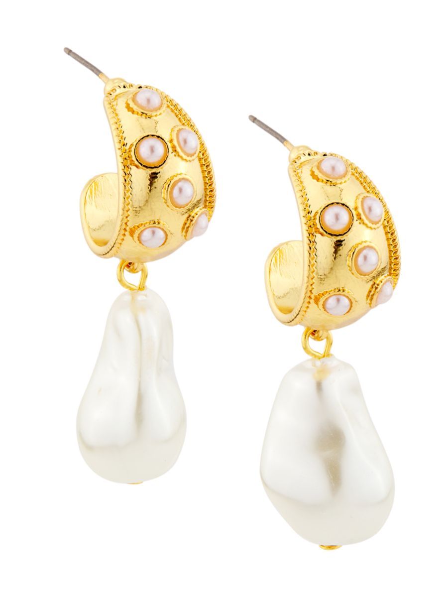 22K-Gold-Plated & Imitation Pearl Drop Earrings | Saks Fifth Avenue