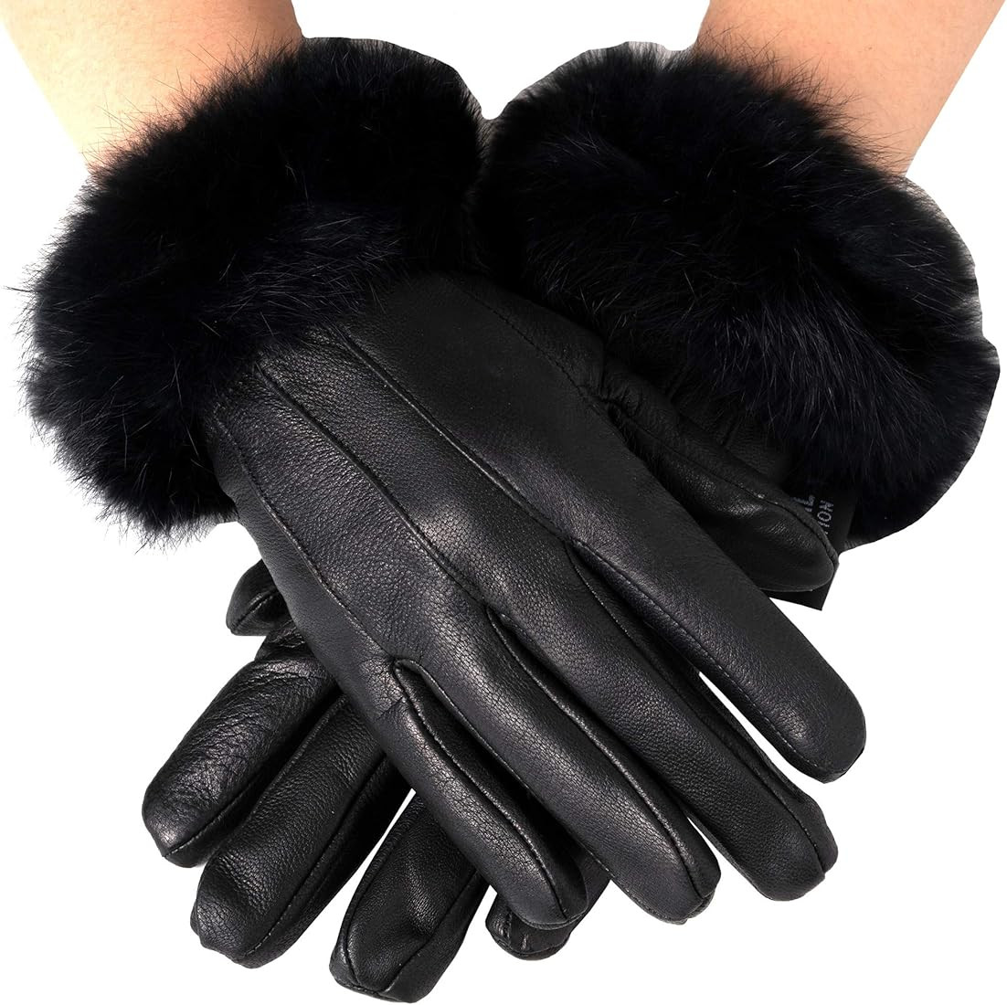 Alpine Swiss Womens Leather Dressy Gloves Faux Fur Trim Cuff Thermal Lining | Amazon (US)
