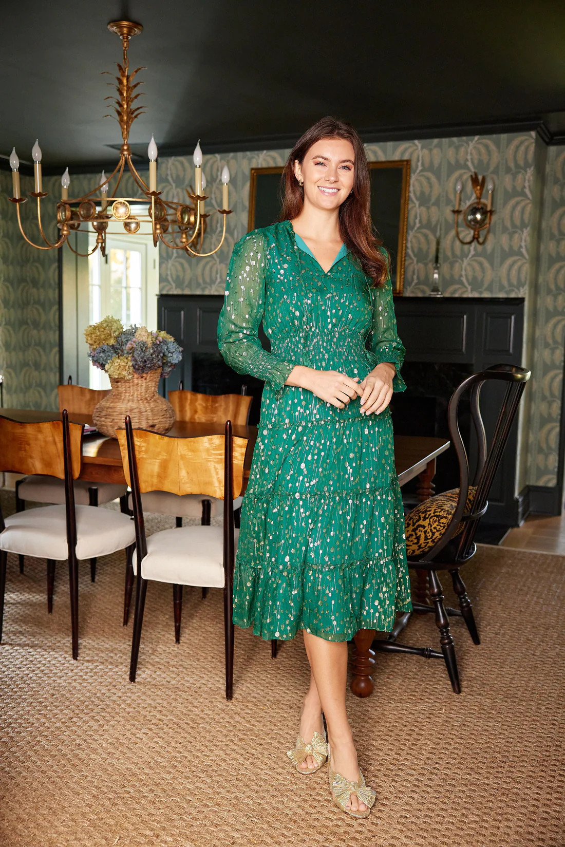 Hunter Green Smocked Waist Midi Dress | Sail to Sable