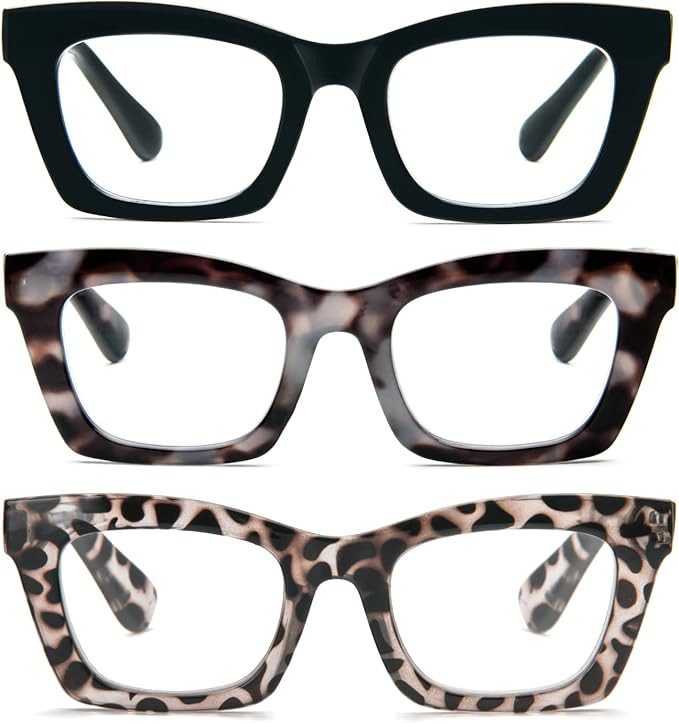 REAVEE Oprah Style Reading Glasses for Women, Blue Light Blocking Cute Oversized Square Computer ... | Amazon (US)