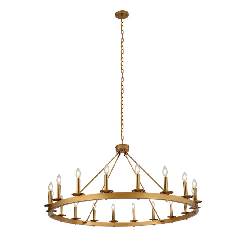 Feodora 18 - Light Candle Style Wagon Wheel Chandelier | Wayfair Professional