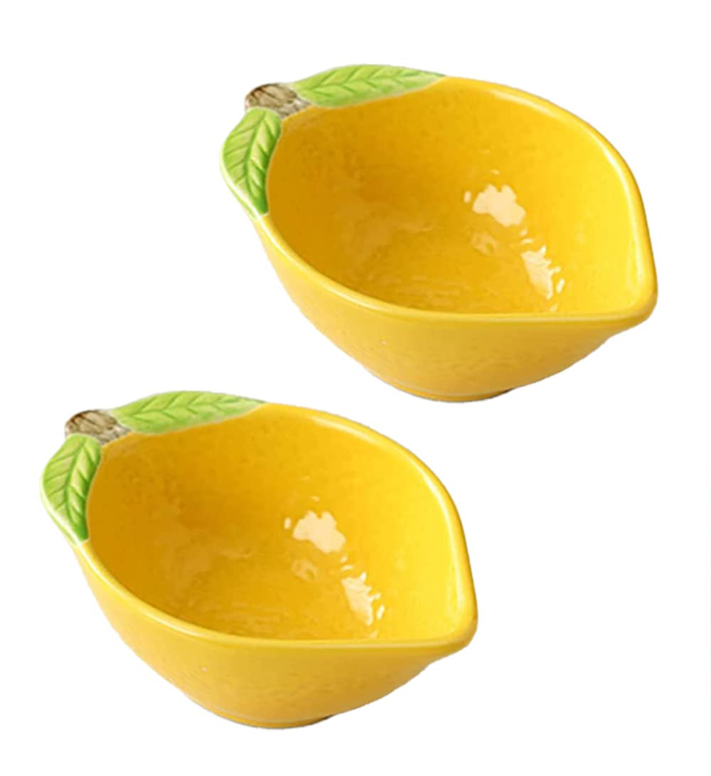 123Arts Ceramic Dessert Bowls, Set of 2, Lemon Shape Side Dishes, Snack Bowls | Amazon (US)
