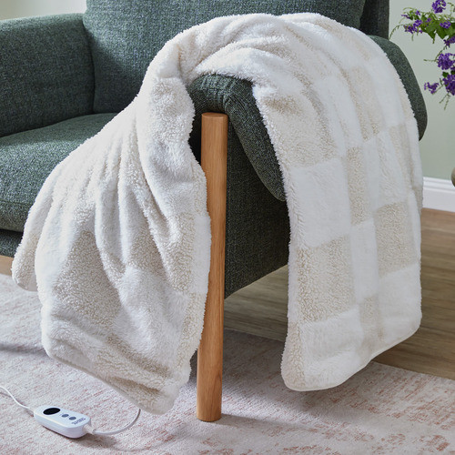 Temple & Webster Check Heated Electric Throw Blanket | Temple & Webster AU