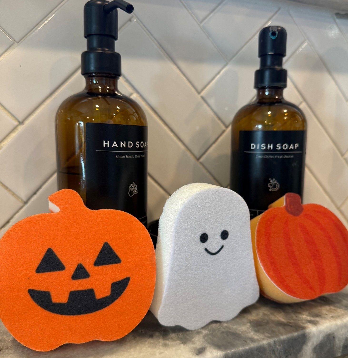 Fall kitchen must-have! 🎃👻 These seasonal sink sponges from the Target Dollar Spot are only $1 each and come in ghost & pumpkin designs. Perfect for adding a festive touch to your kitchen without spending a ton. If you love affordable fall home decor, these are a steal! #TargetDollarSpot #FallKitchenDecor #TargetFinds

#LTKFindsUnder50 #LTKSeasonal #LTKHome