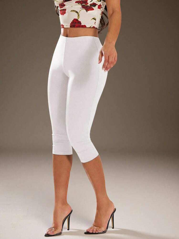 Denimoi Capri High Stretch Form Fitting Leggings Fashionable Capri Pants Everyday Wear | SHEIN