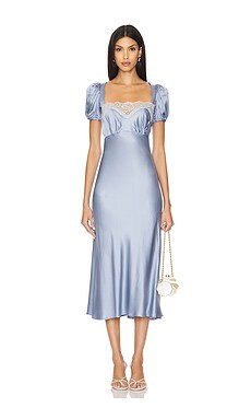 LPA Celeste Midi Dress in Slate Blue & Ivory from Revolve.com | Revolve Clothing (Global)