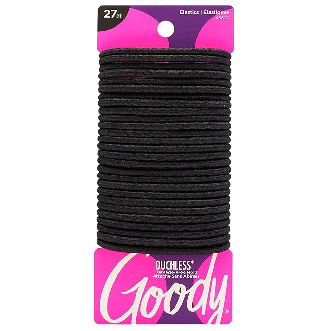 Goody Ouchless Womens Elastic Hair Tie - 27 Count, Black - 4MM for Medium Hair- Hair Accessories ... | Amazon (US)
