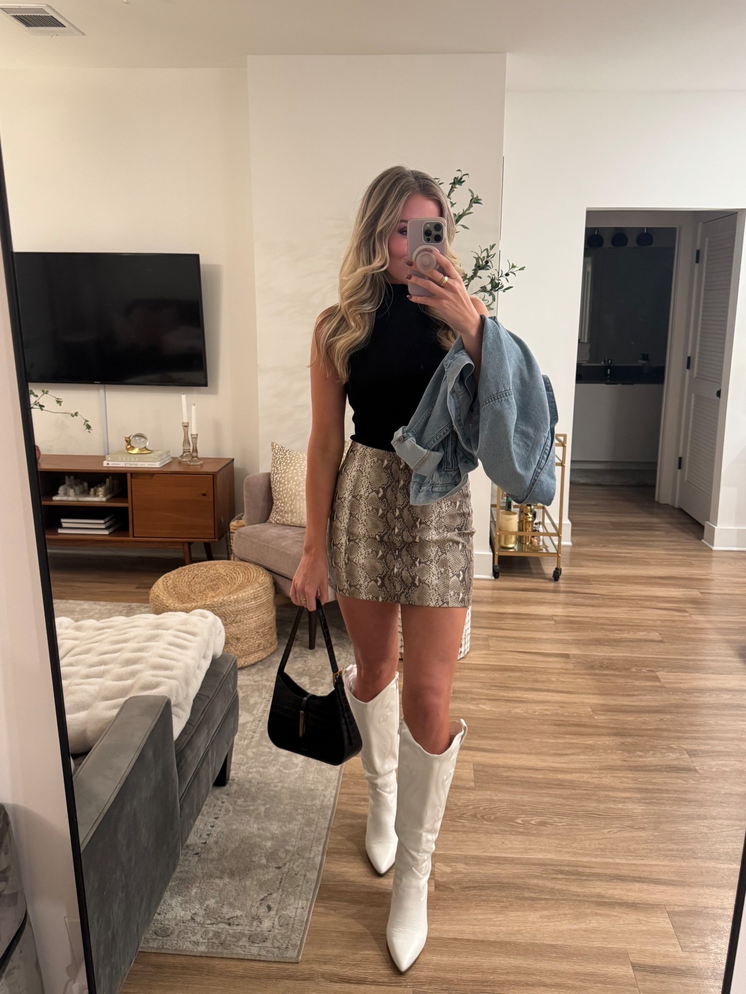 Yeehaw! This is as country as it gets for me 🤠 these boots were SUCH a good find and I’m convinced this is the most perfect jean jacket 
• jacket: medium 
• top: small
• skirt: small
• boots: size up one half size 

#LTKParties #LTKSeasonal #LTKSaleAlert