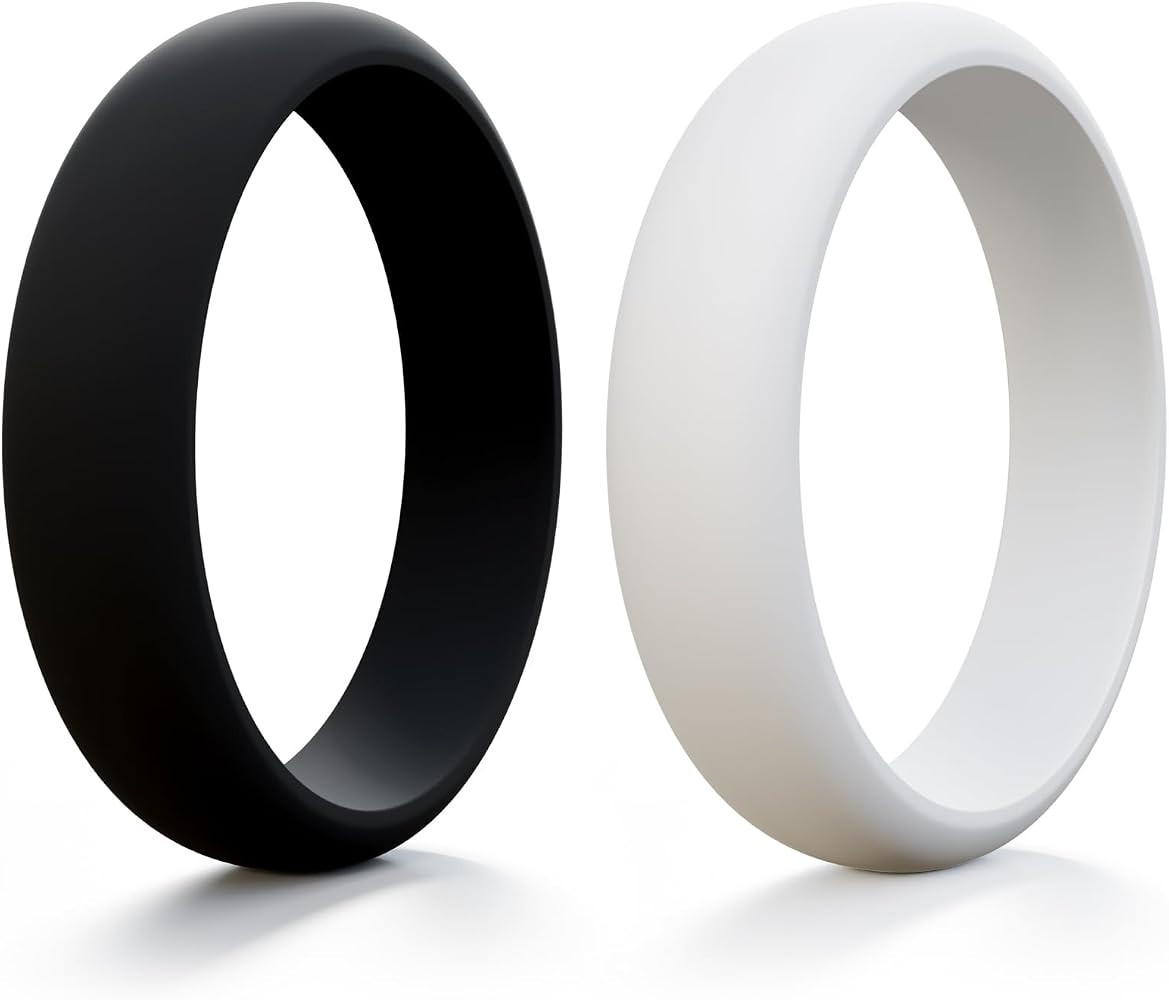 HOOPLE Women\u2019s Silicone Engagement Rings, 5.5mm Wide 2.5mm Thick, Soft Comfort Fit Rubber We... | Amazon (US)