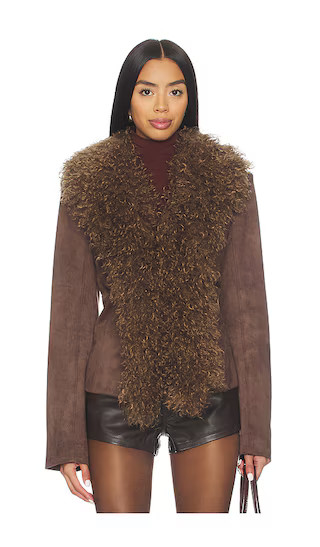 Alena Faux Suede Coat in Brown | Revolve Clothing (Global)