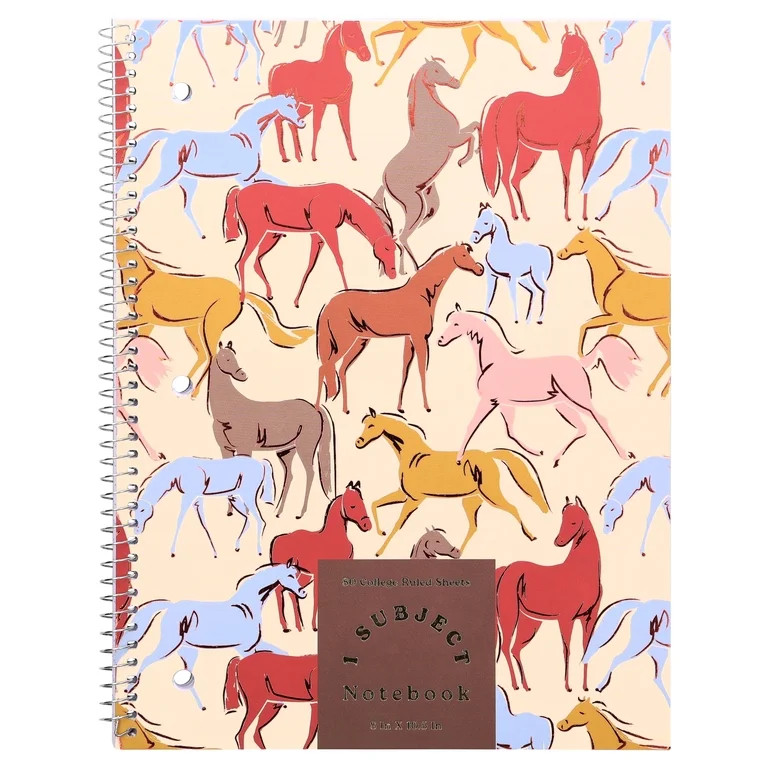 Pen+Gear College Ruled 1-Subject Notebook, 8" x 10.5", Multicolor Horses, 80 Sheets | Walmart (US)