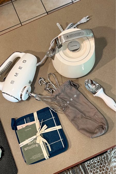White kitchen appliances smeg caraway Williams Sonoma hand mixer tea kettle ice cream scoop 

#LTKstyletip #LTKhome #LTKFind