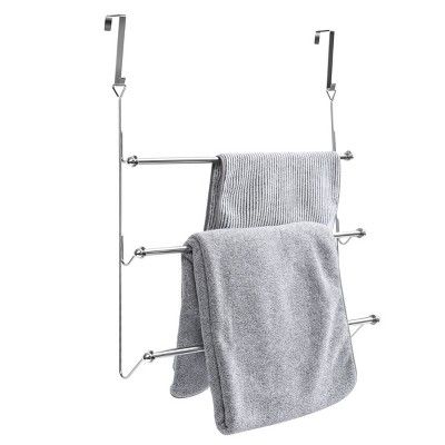 Juvale 3-Bar Over the Door Towel Rack for Bathroom Door up to 1.57 inch Thick, Chrome Metal | Target