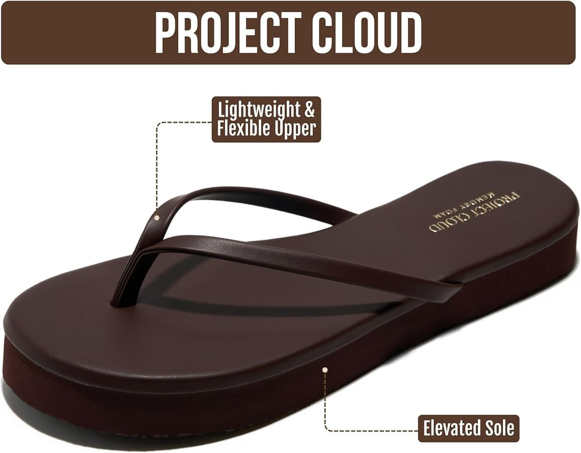 Project Cloud Platform Sandals Women - Memory Foam Insole Flip Flops and Lightweight Womens Sanda... | Amazon (US)