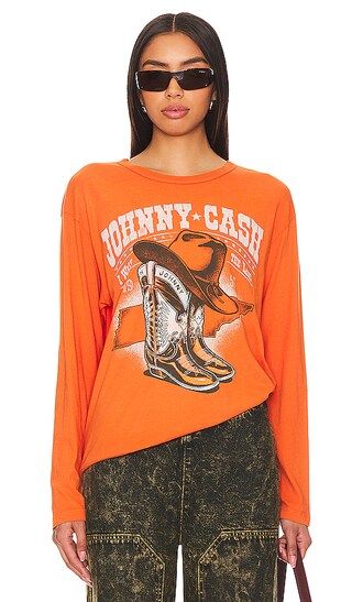 Johnny Cash Boots And Hat Tee in Tangerine | Revolve Clothing (Global)